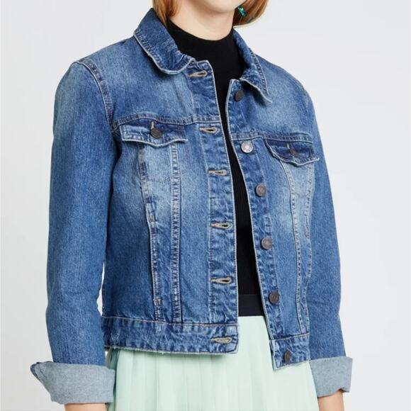 Noisy May Distressed Denim Jacket Blue Medium Wash Classic Trendy Streetwear S - Picture 14 of 14